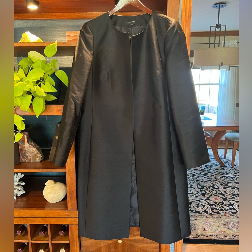 Black silk/wool dress coat